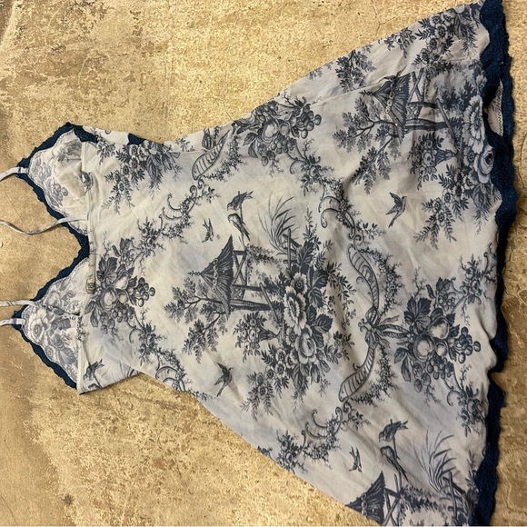 Vintage Y2K lace lined Asian babydoll whimsigoth fairy Blue  slip dress - Picture 4 of 7